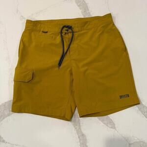 Duluth Trading Bull Moose Hybrid Flex 9” Board Shorts Mens 38 Yellow Swim Trunks